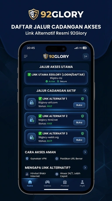 Tampilan link alternatif 92glory