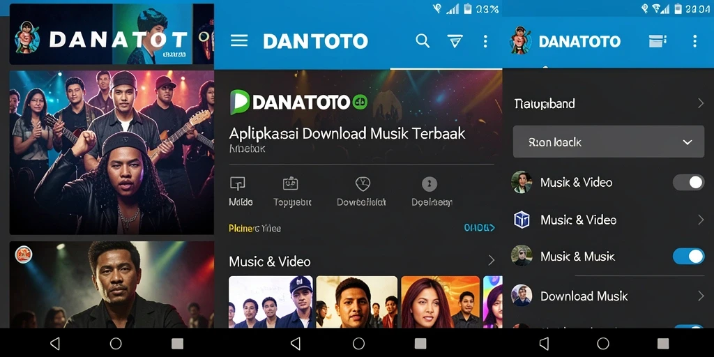 Tampilan antarmuka aplikasi DANATOTO untuk Download Musik yang mudah digunakan.