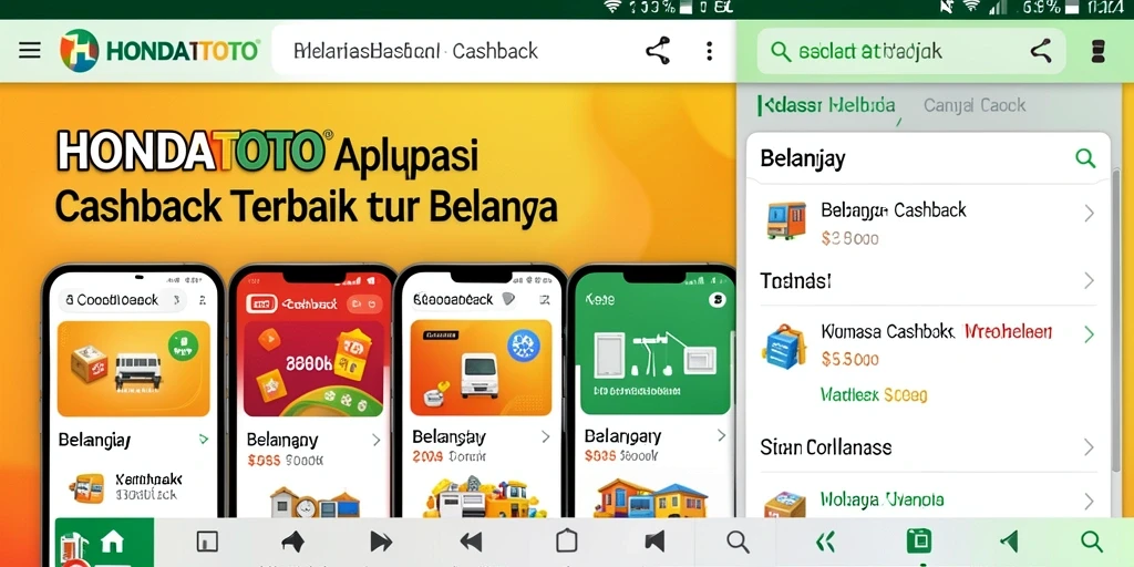 Tampilan antarmuka HONDATOTO dengan fitur cashback yang mudah diakses.